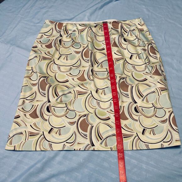 Talbots Skirt Cotton Stretch Geometric Print Pencil Y2K Light Yellow Sz 12 Flaw - Picture 7 of 12